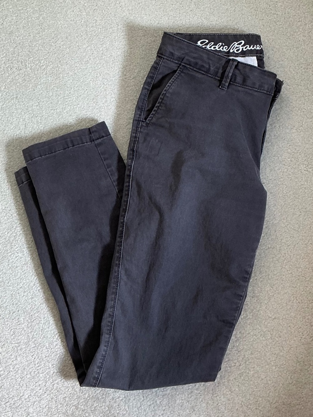 Eddie Bauer Legend Wash Boyfriend Pants Womens 4 Grey Slim Stretch Cotton